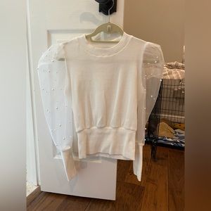 Puff Sleeve Top with Pearl Detail (BRIDAL)